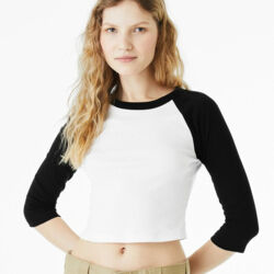 Women's Micro Rib 3/4 Raglan Sleeve Baby Tee Thumbnail