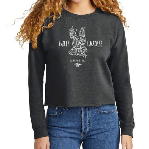 *Dakota Ridge Lacrosse White - Ladies Tri Blend Fleece Crop Crew Thumbnail